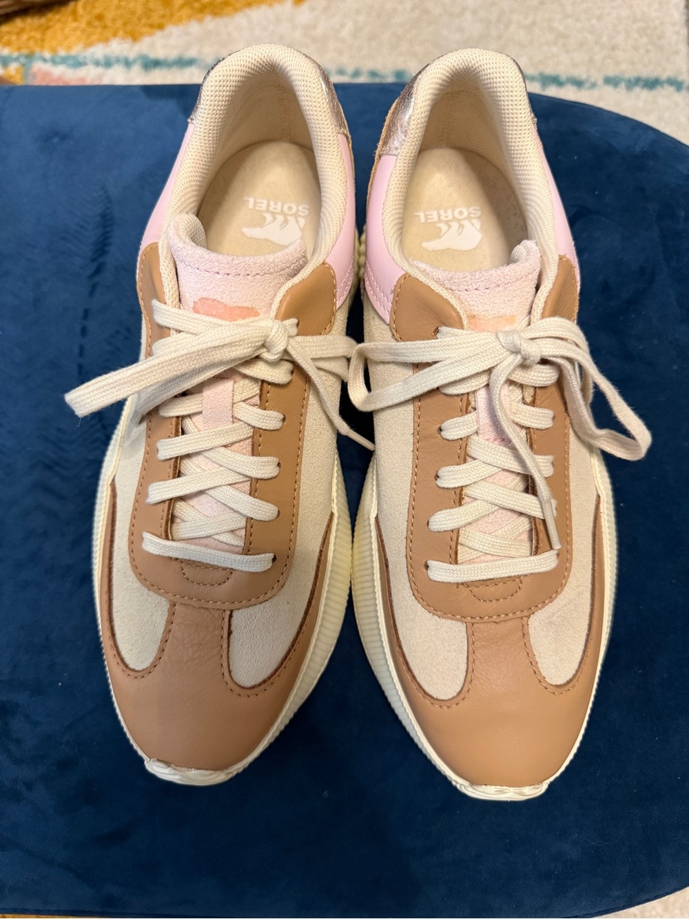 Sorel Women's Pink and Tan Waterproof Lace-Up Sneakers